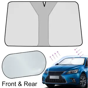 Car Windshield Sunshade, Foldable Car Front and Rear Windshield Sun Shade Cover, UV Block Coating, 52"x31" Front Window Heat Insulation Protection, for Auto Sedan, SUV Windshield