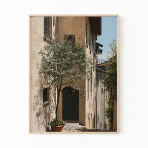 Vintage Italian Town Painting Print | Italy City Art | Italy Wall Art Prints | Italian Home Decor | Green Olive Trees Malta | Unframed