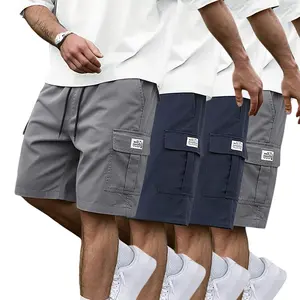 Men’s shorts 4-piece set (earth yellow/black/gray/blue) — slanted pockets — versatile casual wear — suitable for everyday use — multi-pocket design — ideal for summer outings, travel, and vacations