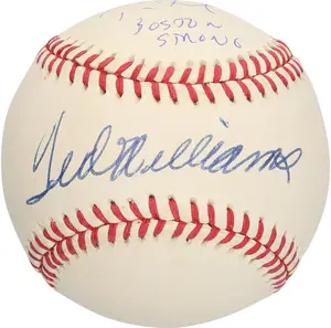 Ted Williams & Tom Brady Autographed Baseball with "Boston Strong" Inscription - Beckett - Fanatics Authentic Certified
