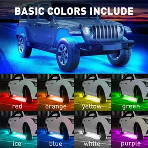 AUXITO RGB LED Strip Under Car Tube Underglow Underbody System Neon Light Lamp Kit ambient