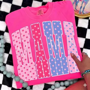 Comfort Colors Polka Dots Mama Shirt, Coquette Neon Girly Grandmacore Shirt, Vintage Grandma Mama Shirt, Mother’s Day Spring Preppy Polka Dots Mama, Gift For Women