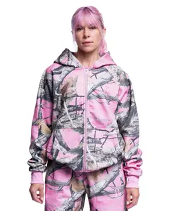 UPPPER Double Zip Hoodie Pink Camo | Premium Fitness Gear + Apparel
