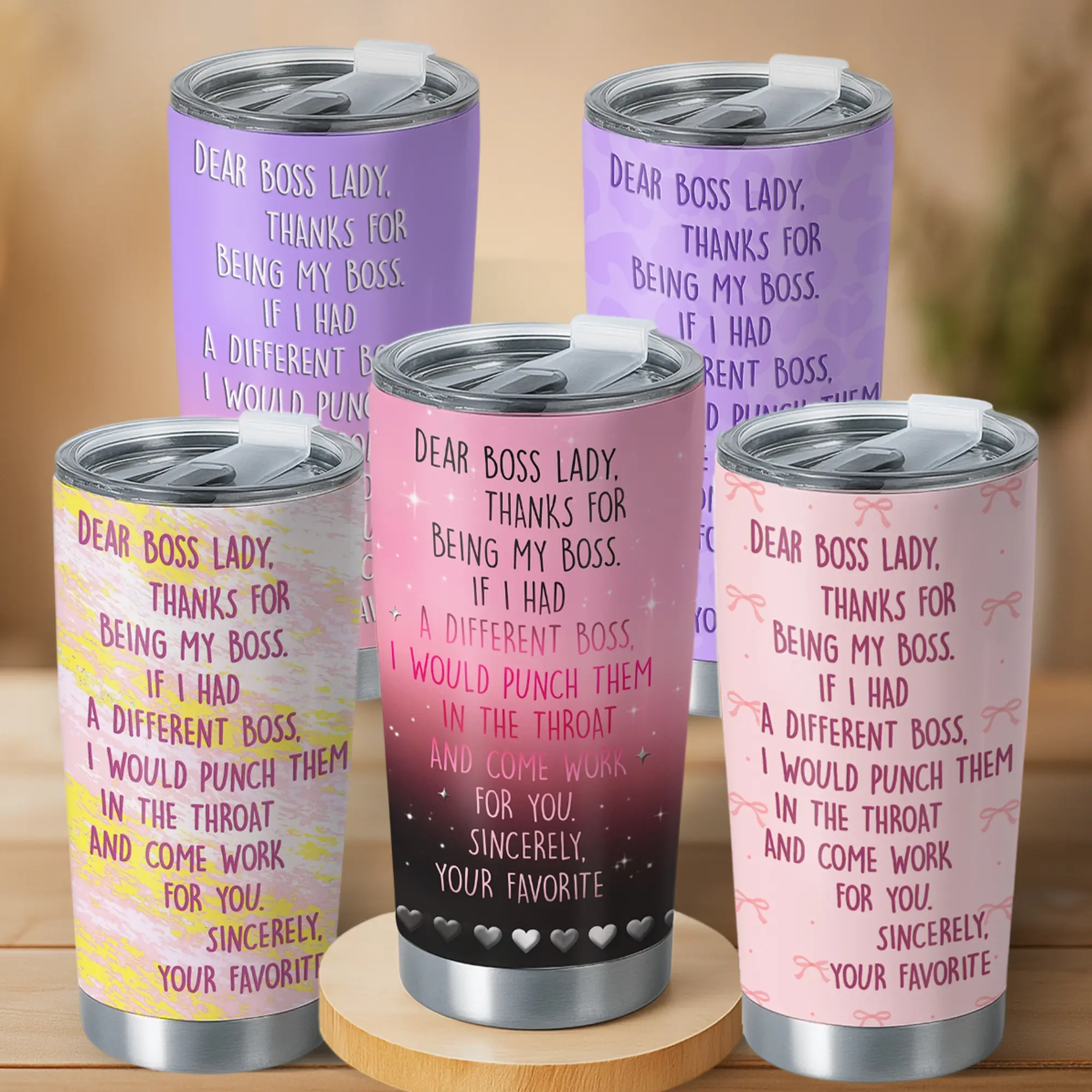 Gift - Dear Boss Lady 20oz Coffee Tumbler, Pink Collection, Funny Work Coffee Cup for Women Leaders, Appreciation Gift for Boss, Manager, or Mentor