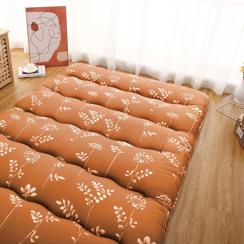 【GARVEE】Japanese Futon Mattress, Futon Floor Mattress Japanese Style Floral Pattern Mattress for Floor, Tatami Mat, Sleeping Mattress Pad for Camping Travel (Flowers-red, Full(80"L x 54"W))