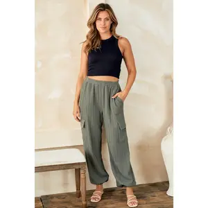 Hailey & Co Textured Rib Cargo Pants
