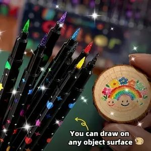 24/48/72/96 Color Dual Tip Glitter Markers, Quick Dry Adhesive Ink, Plastic Fine Point, Perfect for Scrapbooking, Card Making, DIY Crafts, Dual Tip Pens