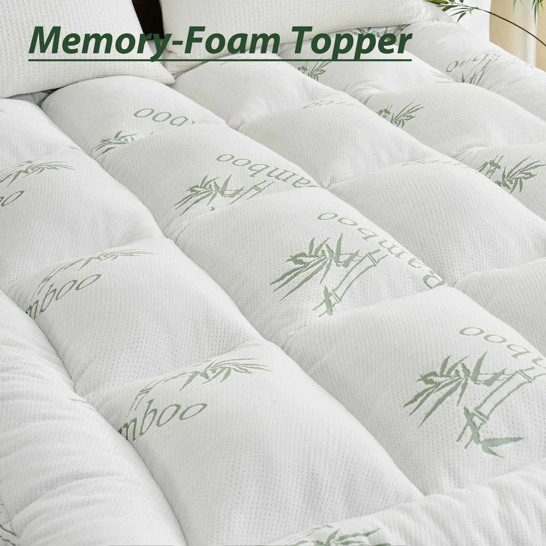 【Deals for You Days】 3inch Bamboo Cooling Mattress Topper, Memory Foam filled 1600GSM Ultra-Thick , Breathable Bamboo Viscose Air Layer, Soft Pillow Top Mattress Pad with Stretchable Pockets for 8-21 inches Mattress, DOWNCOOL#Summervibes#Mother's day gift