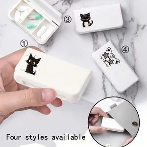 Cute Cat Mini Pill Box, Four Options Available, Portable Travel Pill Case, Three Compartment Capsule Holder, Daily Vitamin Storage, Vitamin Organizer
