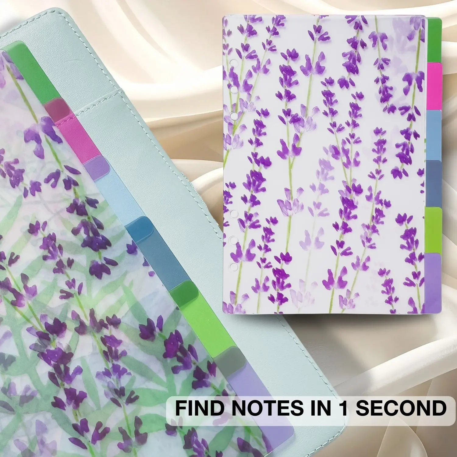 6 Pcs A5/A6 Binder Tabs Dividers for 6-Ring Binder 📂 Translucent Plastic Tab Cards | Colorful Category Pages for Notebook, Planner, Journal, Student & Office | Essential Organization Tool, Office Accessories, Classroom Supplies