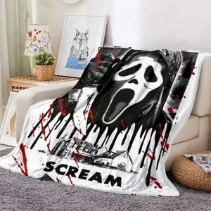 Ghostface Throw Blanket Ultra-Soft Warm & No Pilling Mask Horror Perfect For Movie Nights Lightweight Adults Teens Horror