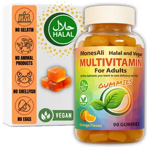 MonesAli Adult Multivitamin Gummies, Vegan, Gelatin Free, Halal, Orange Flavor, 90 Count