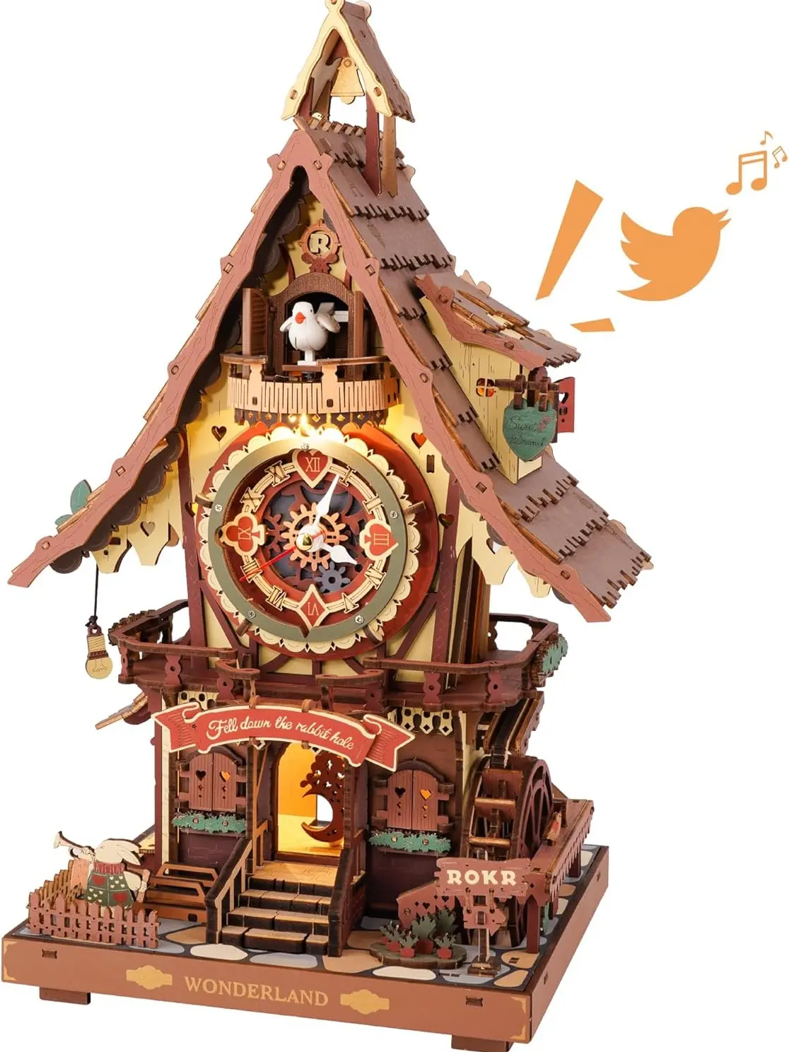 3D Wooden Puzzles for Adults, Cuckoo Clock Model Kit, Room Home Decor DIY Watch Making Kit Functional Mechanical Building Toys, Hobbies Birthday Christmas Day Gifts for Men Women 14+