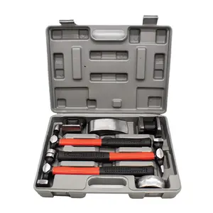 LAUCO Auto Body Repair Tool Hammer Dolly Set 7 Pieces, Car Body Repair Tool Kit with Carrying Case, Carbon Steel Dolly and Hammer Dent Body Fender Tool Set