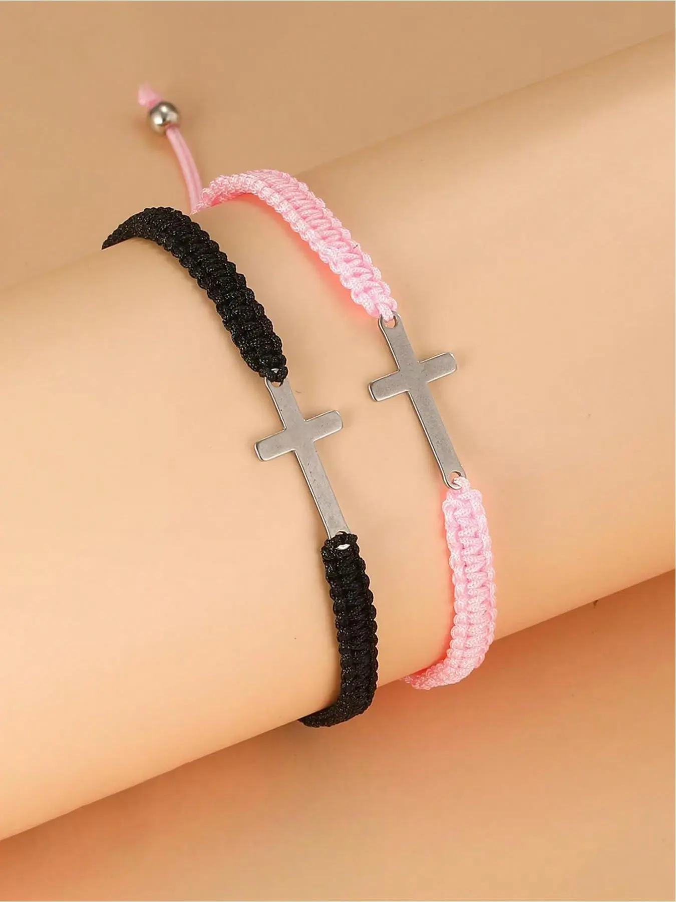 Adjustable Cross Charm Braided Bracelet, Fashionable Hand Jewelry, Faith Wear Jewelry for Women & Men, Trendy All-match & Exquisite Jewelry for Birthday Gift