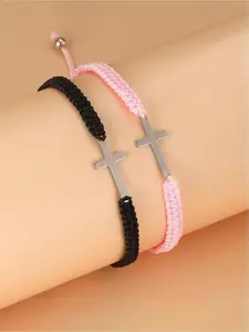 Adjustable Cross Charm Braided Bracelet, Fashionable Hand Jewelry, Faith Wear Jewelry for Women & Men, Trendy All-match & Exquisite Jewelry for Birthday Gift