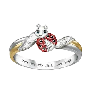 Fashionable and exquisite I LOVE YOU ladybug ring for family and friends birthday Mother's Day Valentine's Day Christmas gift