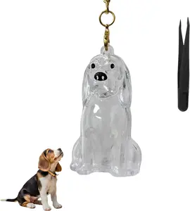 Dog Hair Collector Keychain Charm Memorial Storage Box,Memorial Gift for Pet Lovers,Transparent Pet Fur Keepsake Capsule,Cute Pet Hair Collection Bottle,Dog Hair Holder Keyring(Beagle)