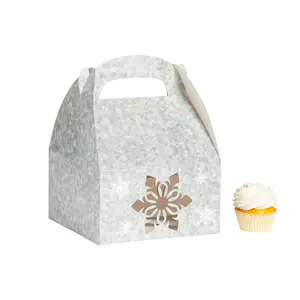 Galvanized Silver Snowflake Treat Boxes - 6 Pc.