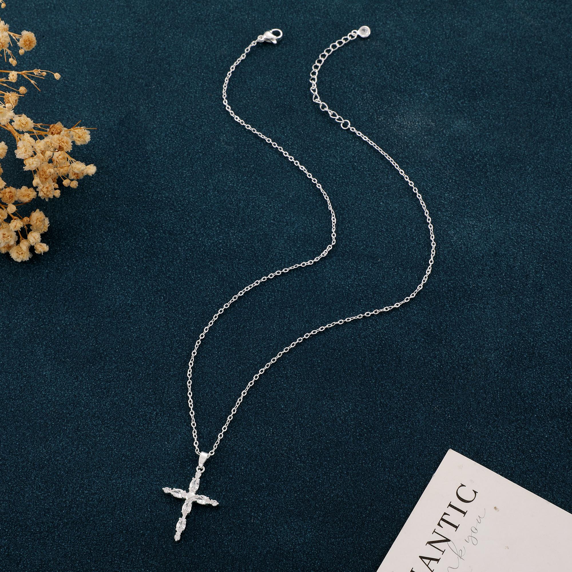 Tasiso 14K Gold-Plated CZ Cross Necklace - Faith & Elegance - Dainty Gold Chain & Sparkling Cubic Zirconia Stones - Perfect for Everyday Wear & Special Occasions