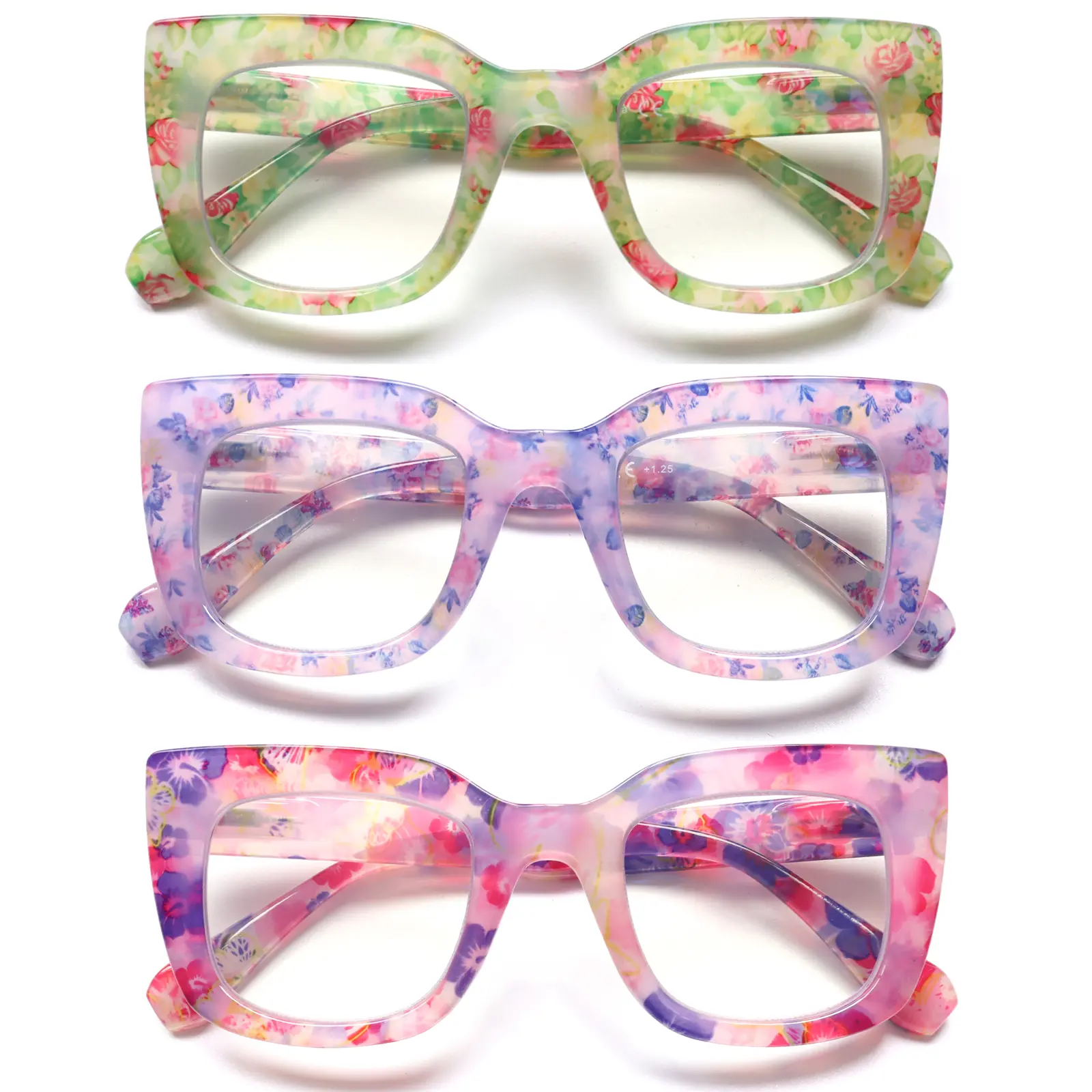 COJWIS 3 Pack Blue Light Blocking Reading Glasses for Women Fashionable Eyeglasses with Spring Hinge Computer Readers