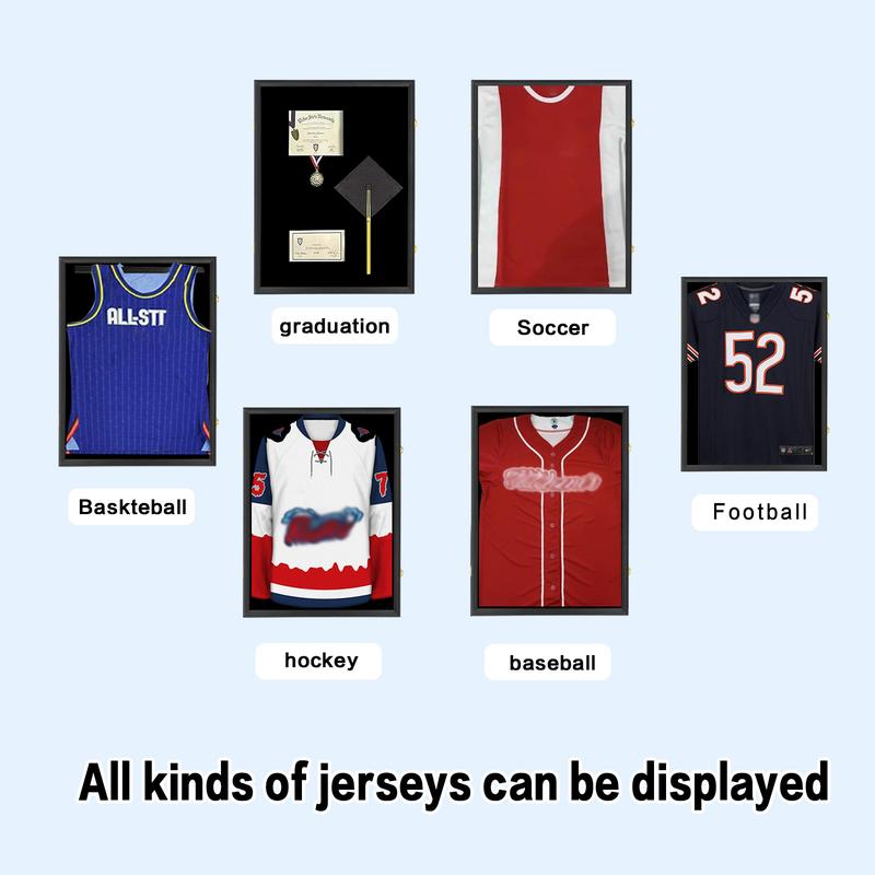 IHEIPYE Jersey Frame Display Case with 98% UV Protection Acrylic Panel Gold Locks for Baseball Basketball Football Soccer Hockey Sport Shirt Black
