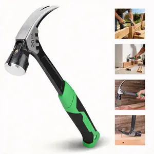 20 oz Claw Hammer with Magnetic Nail Holder, Straight Rip Claw Hammer with Shock-Absorbing Handle, Heavy Duty One-piece Forged Hammer Father's Day gift