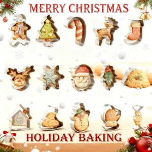 15-Piece Christmas Cookie Cutter Set – Stainless Steel Baking Molds with Snowflake, Christmas Tree & Holiday Shapes, Easy-to-Use Kitchen Gadgets for Festive Treats, Party Baking & New Year Celebrations, Cookie Cutters Home