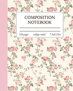 Composition Notebook College Ruled: Light Pink Floral  Cottagecore  Aesthetic Journal for Women - Paperback
