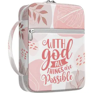 Tropical Floral Bible Cover With Handle, Study Case, Carrying Case for Christian Study, Canvas Bags, Christmas Gifts