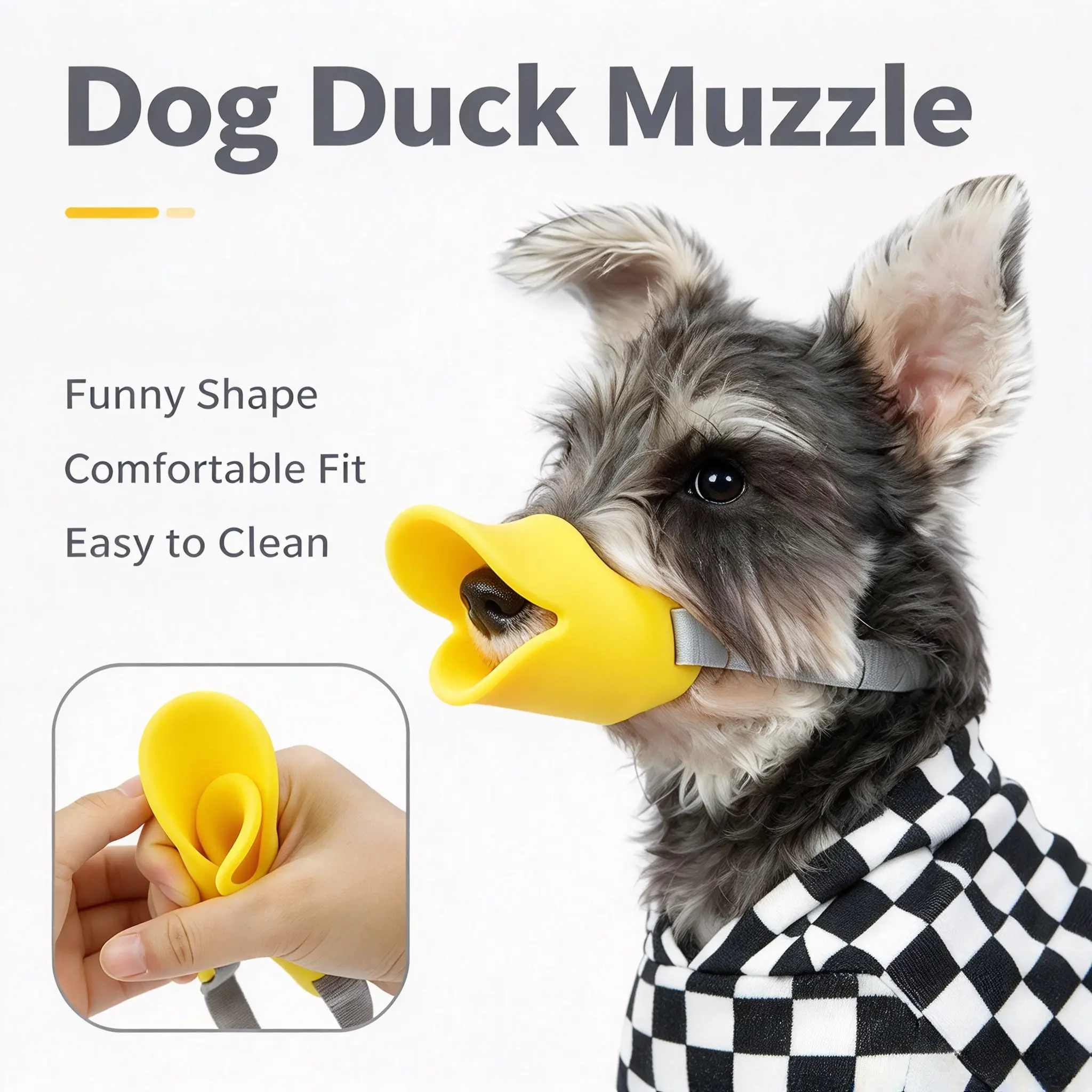 Dog Muzzles Silicone Duck-Bill Duck Mouth Shape Anti Bite Duck Mouth Shape Dog Mouth Covers Anti-Called Soft Muzzle Masks Pet Mouth Set Bite-Proof Silicone Material Yellow duck Muzzle with Adjustable Strap