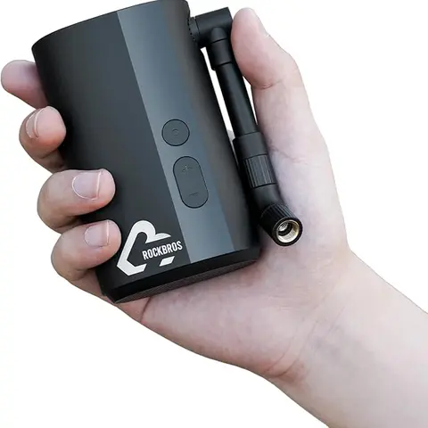 ROCKBROS Portable Electric Bike Pump - 150PSI, 32s Fast Inflation, 5000mAh Battery, All-in-1 Hose Design, Digital Gauge, Auto-Shutoff, Universal Presta and Schrader Valves, Extended Usage on a Single Charge, Cycling Gear Accessory