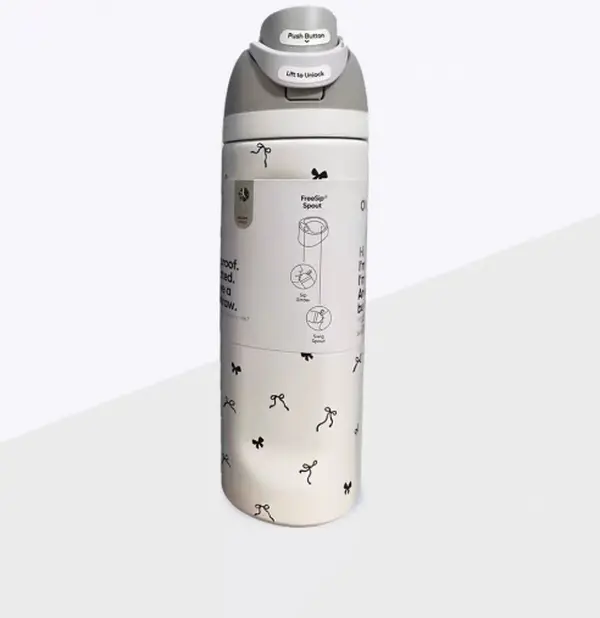 OWALA 24 oz Small White Bow Tumbler – Cute Insulated Stainless Steel Water Bottle, Kawaii Travel Cup for School, Work & Everyday Use