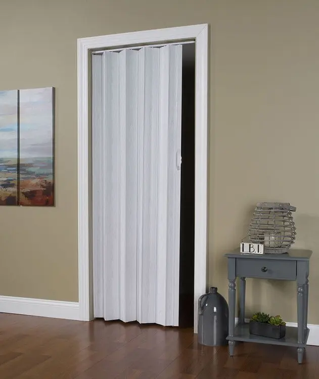 48 x 80 in. Via White Mist Vinyl Folding Door, Foldable, Double Door Design