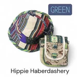 Hippie Haberdashery Funky Fedora COMBO with 5 Pocket Crossbody Bag Colorful Patchwork Design