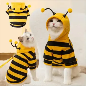 Bee Pet Puppy Coat Apparel Outfit Dog Halloween Hoodies Winter Cat Cosplay Costume Holiday Outfit for Small Medium Dogs & Cats