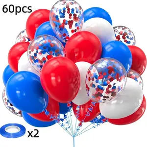 60pcs Blue Balloons, Latex Balloon Set, 12 Inch Flag Colors, Patriotic Theme, Independence Day, Birthday Party, Graduation Ceremony