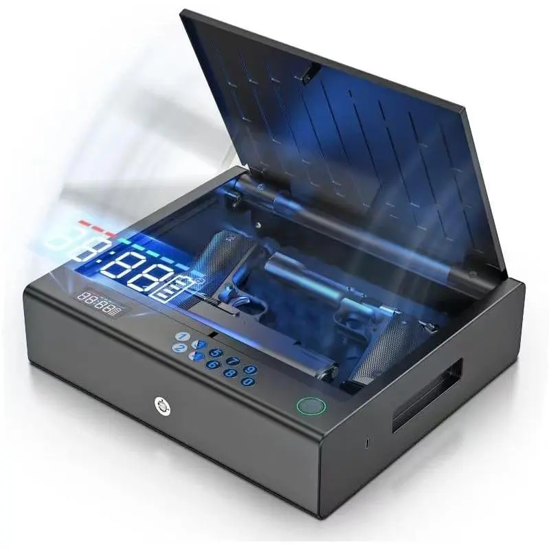 Safe,Biometric  Safe for ,Fingerprint <=0.1s Quick Access  Safe  Safe with LCD Display for Time /Full-digital Keypad,Safe for Nightstand, (Frosted Black)