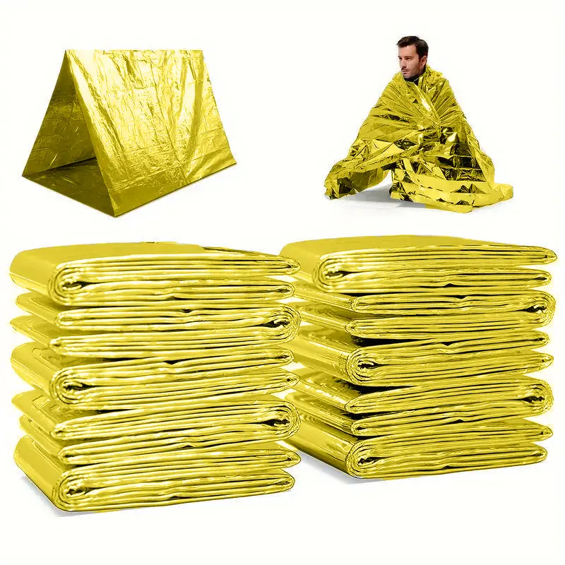 5 Pack Waterproof Camping EDC Matt Oversize Emergency Mylar Blanket ,Nuclear radiation protection, radiation shieldingSurvival Kit Camping Blanket Fire Blanket, Hiking, Survival, Bug Out Bag, Marathon First Aid Emergency Blanket