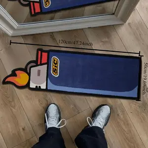 1pc Blue lighter shaped carpet Fashion Trends carpets for living room teenage bedroom decoration plush rug Fluffy soft bedside dressing room carpet  Home washable anti slip play area game area floor mat Non Slip Rug