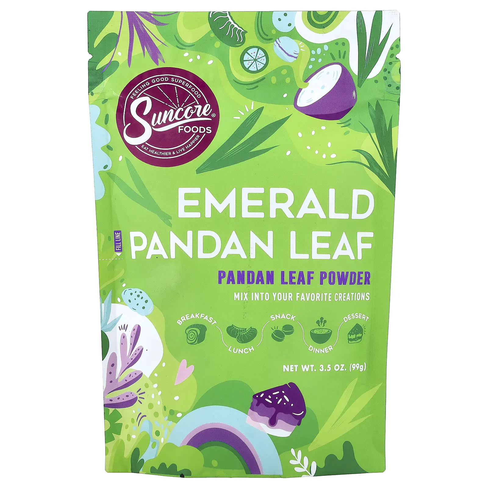 Suncore Foods Emerald Pandan Leaf Powder, 3.5 oz (99 g)