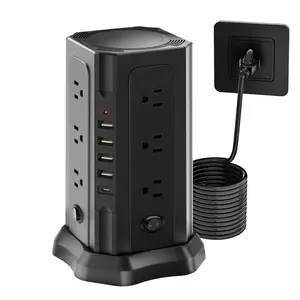 Vertical smart socket with Type-C and 12 hole sockets, 4 USB multifunctional sockets  The length of the line is 2m