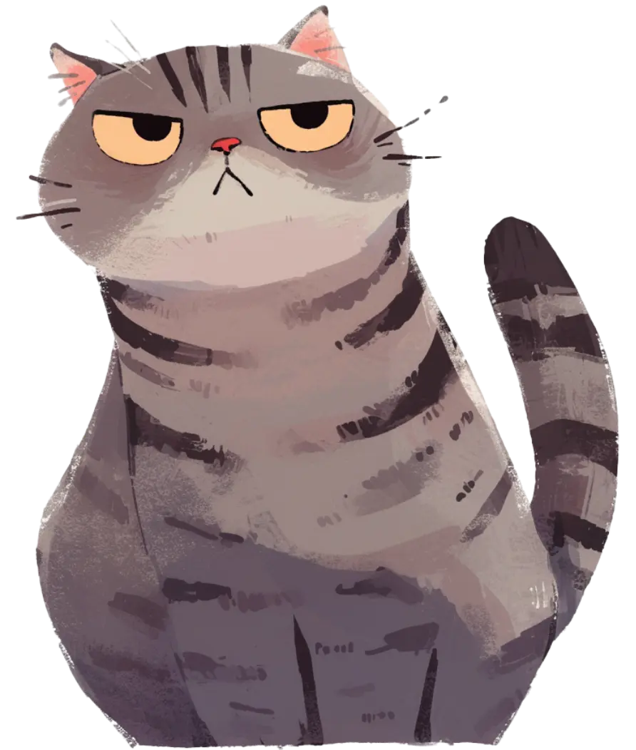 Angry Grey Tabby Vinyl Sticker