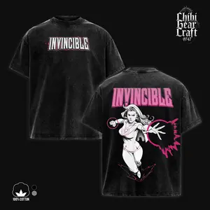 Invincible Atom Eve Shirt Samantha Wilkins Superhero Pink Energy Constructs Manipulation Action Comic Art Vintage Washed Oversized T-Shirt Hoodie Movie Retro Graphic Tee Faded Dark Magenta Monochrome Streetwear Merch Gift For Movie Fan Clothes