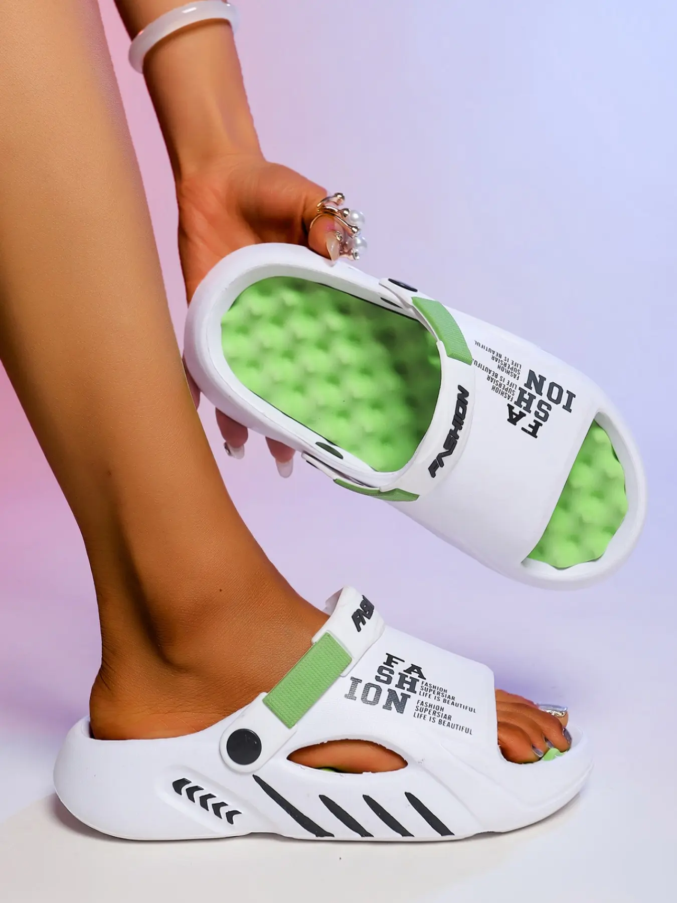 Couple Summer Massage Bottom Sandals, Adjustable Velcro Slippers, Anti-Slip Breathable Outdoor Casual Shoes, Large Size