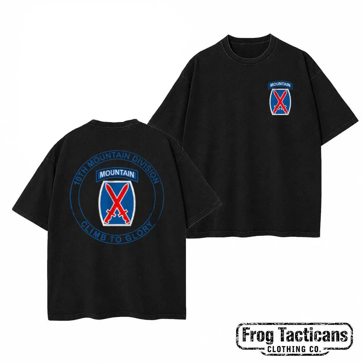 US Army 10th Mountain Division T Shirt Climb To Glory Retro Tactical Shield Cross Graphic Tee Gift Men