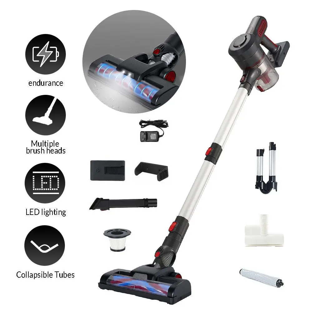 Cordless Vacuum Cleaner, 200W/21KPA Vacuum Cleaners for Home, Max 55 Mins Runtime, Ultra-Lightweight Stick Vacuum Cleaner with LED Light for Carpet and Floor, Pet Hair