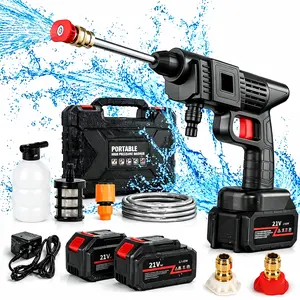 Cordless Pressure Washer 21V Battery Powered High-Pressure Washer Gun with Pure Copper Mouth 2-in-1 Nozzle for Car Patio Garden Floor & Window Cleaning
