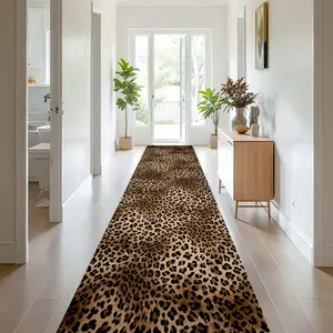 Leopard Print Long Rug, Soft Durable Washable Carpet for Home Decor, Indoor Outdoor Use, Suitable for Hallway Kitchen Living Room Bedroom Dining Balcony, Animal Print Rug