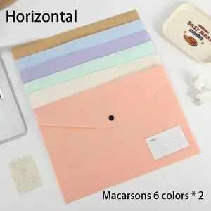 New Arrival Macaron Color 6 Colors 12 Pcs Thick Waterproof File Bags, Cute File Folders, PP Material, A4 Size, Label Bag, Ideal for Organizing Study Materials and Office Supplies